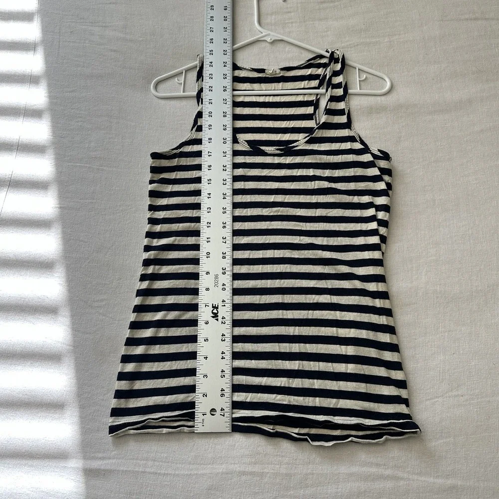 J.Crew Women's XS Striped Cotton Girlfriend Tank Top, White Navy Cotton‎